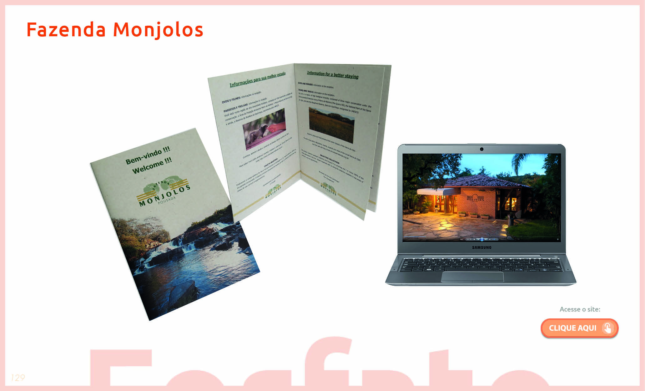 Folder e Apresentações Digitais Fazenda Monjolos
